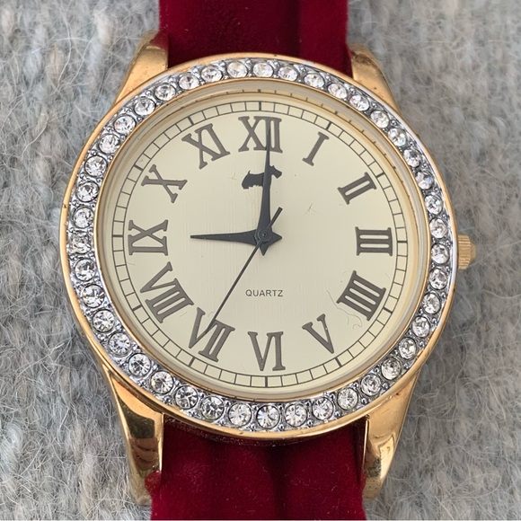 jeffery banks Accessories - Jeffrey Banks Red Velvet Band Ladies Wristwatch